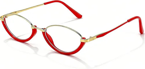 Vista 11 de SIPHEW Gafas retro pequeñas ovaladas con marco de metal con bloqueo de luz azul para mujer de los años 90, lentes de luz azul de cara pequeña A01