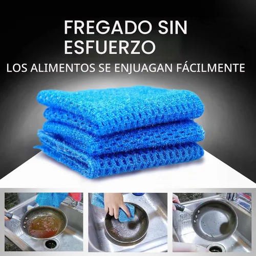 Vista 6 de Paño de cocina sin olor para lavado de platos de múltiples usos - sin olor - mayor vida útil, Paquete de 1 Azul