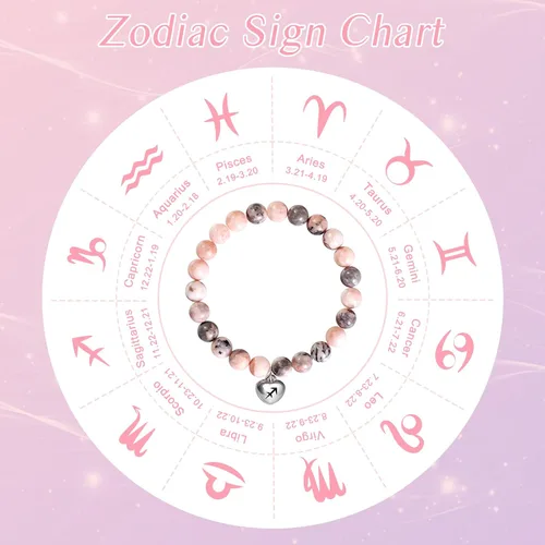 Vista 5 de CowCity Pulsera de Capricornio, regalos del zodiaco, pulseras de cuentas de piedra natural, Capricornio, Acuario, Escorpio, Leo, Piscis, Aries