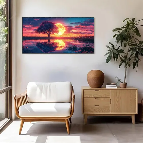Vista 2 de Tree Sunset Diamond Painting Kits for Adults Beginners, 5D Full Drill Diamond Art Kits Gem Art for Home Wall Decor, Rhinestone Embroidery Crafts