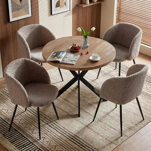 Vista 20 de Homedot Juego de mesa de comedor de cocina de 3 piezas para 2, mesa de comedor redonda negra de 37 pulgadas con brazos de comedor negros, juego