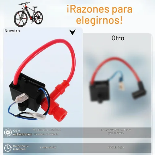 Vista 5 de Bobina de encendido CDI de alto rendimiento compatible con 49cc - 50cc 60cc 66cc 80cc motor motor de 2 tiempos bicicleta motorizada con piezas