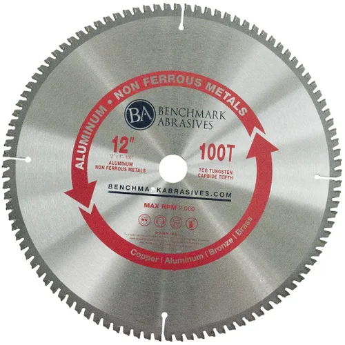 Vista 7 de Benchmark Abrasives Hoja de sierra circular TCT de 10 pulgadas con punta de carburo de tungsteno con eje de 5/8 pulgadas para cortar aluminio