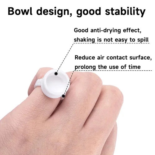 Vista 4 de G2PLUS Anillos de pegamento para extensiones de pestañas, 100 piezas de anillos desechables para pigmentos, soporte de pegamento de pestañas blanco