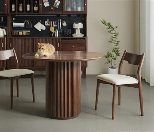 Vista 8 de Mesa de comedor redonda de madera maciza negra, mesa circular de 27.5 pulgadas de ancho para comedor, cocina, ocio, mesa de centro