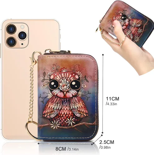 Vista 5 de APHISON RFID - Tarjetero, carteras para mujer. Funda para tarjetas de piel con cremallera para mujerniñaCaja regalo