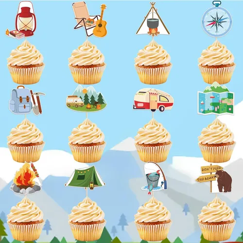 Vista 22 de 48 piezas de decoración de cupcakes de dinosaurio rugido dinosaurio decoración de pastel de cumpleaños para temática de dinosaurio, suministros