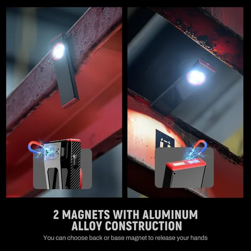 Vista 5 de Linterna EDC Lexall, linterna recargable de bolsillo plana de 800 lúmenes, linterna LED magnética con clip, luz de área mini regulable