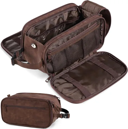 Vista 9 de PAVILIA Neceser para hombres y mujeres, bolsa de viaje, estuche organizador de artículos de tocador, artículos esenciales de viaje, kit de afeitado