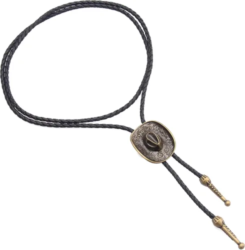 Vista 301 de Jeilwiy Corbata de bolo para hombre, corbata de vaquero occidental, collar de corbata de bolo dorado, corbata de cuero, corbata de Halloween