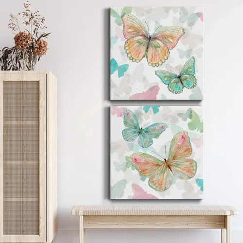 Vista 5 de Renditions Gallery Asbury Garden Butterflies I - Arte de pared, decoración en lienzo de alta calidad con envoltura de galería, listo para colgar, 10