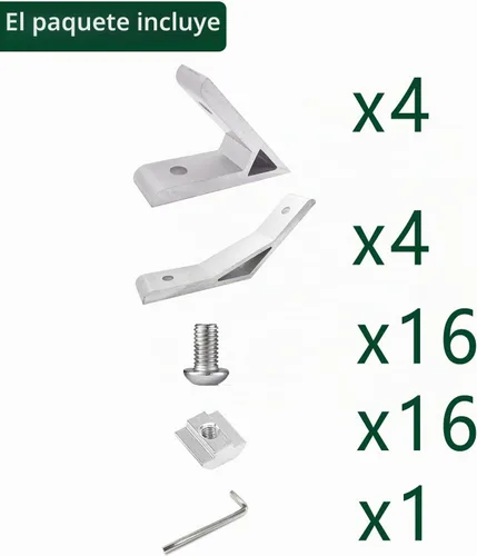 Vista 6 de 8 juegos de accesorios de hardware de extrusión de aluminio 2020 con tuercas roscadas M5 y llave para riel de ranura en V en ángulo de 45 grados