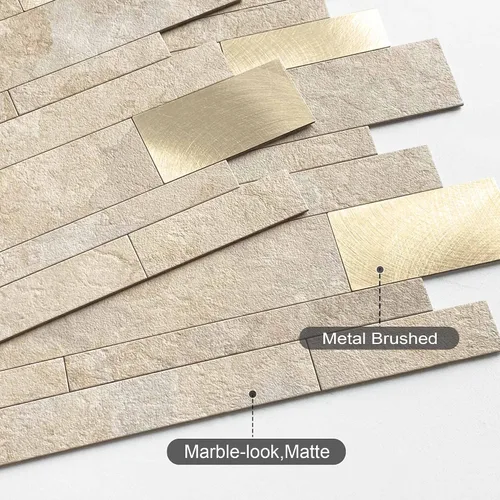 Vista 8 de BeNice Stone Peel and Stick Backsplash - Azulejo lineal de metro beige 10pieza(s)