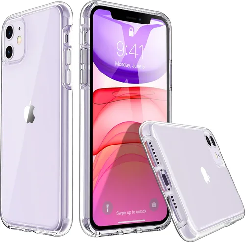 Vista 13 de ULAK Funda transparente compatible con iPhone 11 con borde de color Negro