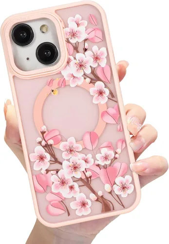 Vista 19 de Compatible con el teléfono 13 Pro - Funda magnética mate translúcida, de lujo, a prueba de golpes, magnética y con bonito patrón de flores, carcasa