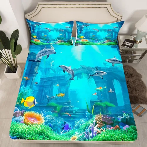 Vista 15 de Erosebridal Sábana bajera ajustable de mariposa azul, tamaño individual, sábanas estéticas de mariposas voladoras para niños, juegos de ropa de cama