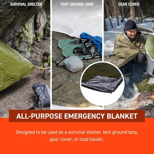 Vista 6 de S.O.L. Survive Outdoors Longer Manta de Emergencia Resistente 90% Reflectante del Calor - Gruesa, Resistente para Kit de Preparación para Desastres