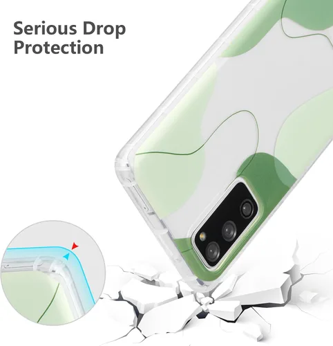 Vista 3 de DEFBSC Funda para Samsung Galaxy S20 FE, diseño artístico estético, color verde Claro suave lindo formado parachoques incorporado caja protectora