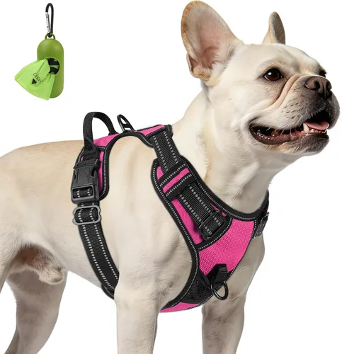 Vista 53 de Joytale Arnés sin tirones para perros pequeños, chaleco reflectante para mascotas con clip frontal, arnés acolchado suave ajustable con asa de fácil