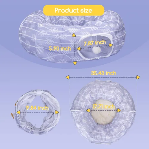 Vista 4 de Nobleza Cama de túnel para gatos, plegable y lavable, juguete de tienda de campaña para descansar en interiores, tubo ligero para ventilar el gatito