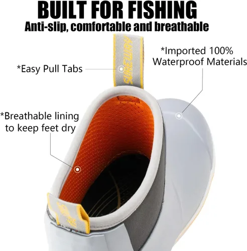 Vista 3 de SUREWAY Botas de cubierta profesionales antideslizantes para pesca y tobillo para hombre, botas de lluvia impermeables
