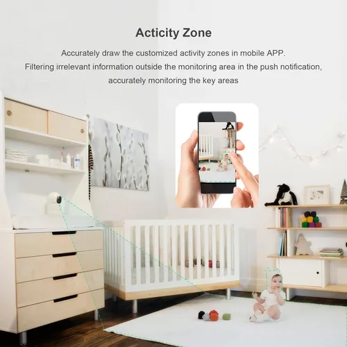 Vista 3 de Cámara de seguridad interior 2K Pet Camera 2.4 GHz Dog Camera Blanco App Motion Detection Auto Tracking Alarm Live Notice Schedule Default