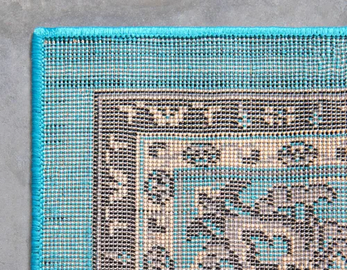 Vista 9 de Unique Loom de la colección Sialk Hill - Alfombra de área, Washington (9' 10" x 13' 1" Rectangular Turquesa/Negro)