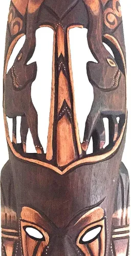 Vista 2 de OMA Máscara africana para colgar en la pared, elefante de la suerte, safari africano, tribal, decoración del hogar, regalo, tamaño grande