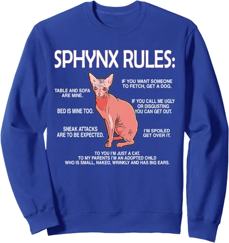 Vista 3 de Funny Sphynx Rules Sphynx - Sudadera para amantes de los gatos sin pelo Negro