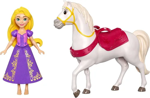 Vista 2 de Mattel Disney Princess Rapunzel - Muñeca pequeña y caballo Maximus con silla de montar, de Mattel Disney Movie Tangled