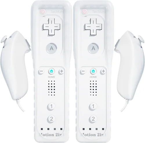 Vista 12 de TechKen 2 Pack Wii Controllers with Wii Motion Plus Inside Shock Wii Nunchuk Controller Compatible Nintendo Wii, Motion Plus Wii Controller