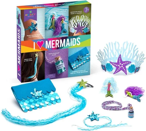 Vista 3 de Craft-tastic Kit de sirenas I Love - El kit de manualidades incluye 6 proyectos temáticos de sirena