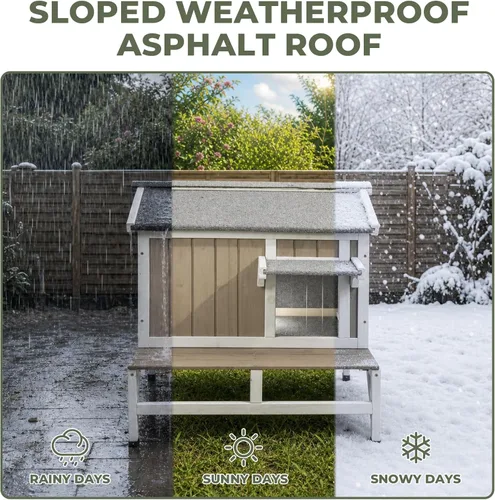 Vista 4 de Petscosset Insulated Outdoor Cat House, Weatherproof Feral Cat Shelter