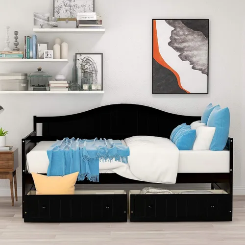 Vista 12 de SOFTSEA Sofá cama doble con cama nido Espresso