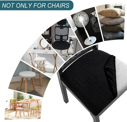 Vista 4 de SearchI Fundas de Asiento para Sillas de Comedor Elásticas de Jacquard Juego de 4, Protector de Cojín de Silla Tapizada Extraíble y Lavable Fundas