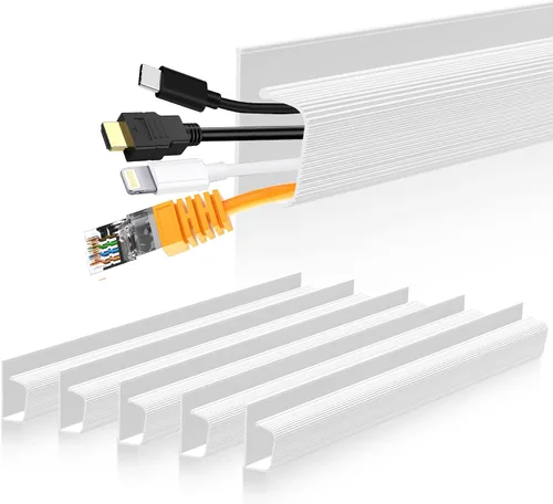 Vista 9 de Paquete de 6 organizadores de cables de canal J para escritorio, organizador de cables adhesivo