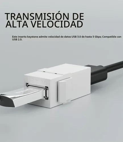 Vista 3 de BERLAT Acoplador Keystone USB 3.0, paquete de 6 unidades, 5 Gbps para placa