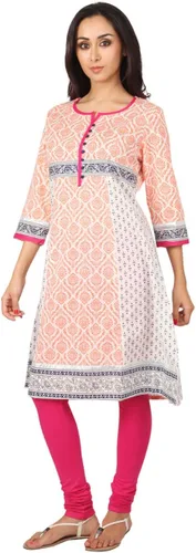 Vista 3 de Túnica Kurta con estampado de contraste para mujer