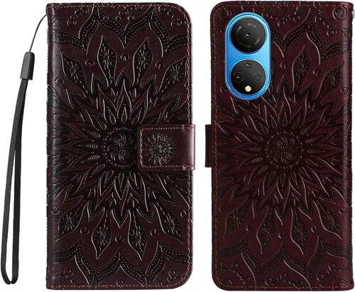 Vista 9 de Funda para Honor X7, diseño de flores de sol de piel de primera calidad con función atril y cierre magnético