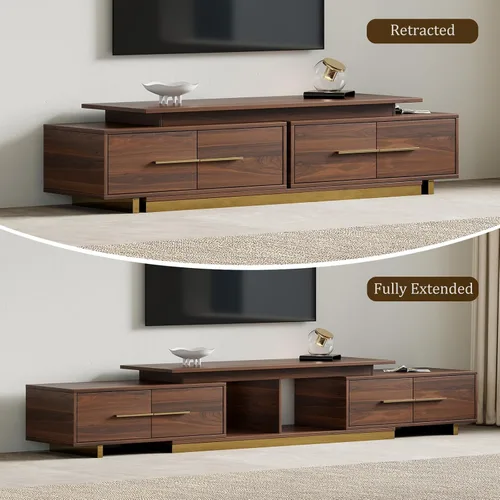Vista 10 de Soporte de TV extensible, consola de TV moderna para TV de hasta 100 pulgadas, centro de entretenimiento de longitud ajustable, consola multimedia