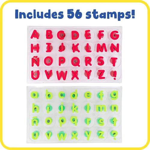 Vista 2 de READY 2 LEARN Sellos gigantes, alfabeto, mayúsculas y minúsculas, juego de 56 sellos de espuma fáciles de sostener para niños, sellos de arte