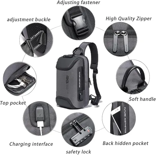 Vista 5 de Uaskmeyt Mochila antirrobo con cerradura TSA, resistente al agua, mochila cruzada