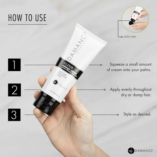 Vista 3 de DAMANCI Crema de argán, crema para peinar el cabello y acondicionador sin enjuague, suaviza el cabello y antiencrespamiento, con aceite de argán