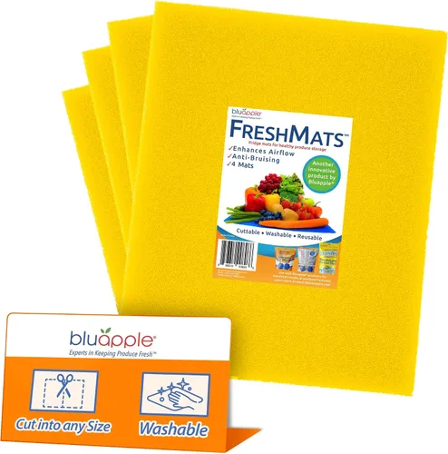 Vista 10 de Bluapple FreshMats, forro para contenedor de refrigerador, tapetes para cajón de refrigerador, forro extensor de vida útil del cajón para verduras