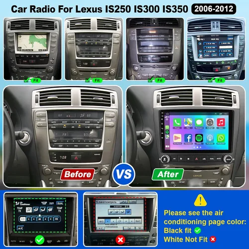 Vista 2 de Radio estéreo de coche para Lexus IS250 IS350 2006 2007 2008 2009 2010 2011 2012,10 pulgadas QLED pantalla táctil con CarPlay inalámbrico y Android