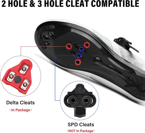 Vista 3 de Zapatos de ciclismo unisex para hombres y mujeres, compatibles con zapatos de bicicleta Peloton con tacos Delta para ciclismo de carretera, pedal