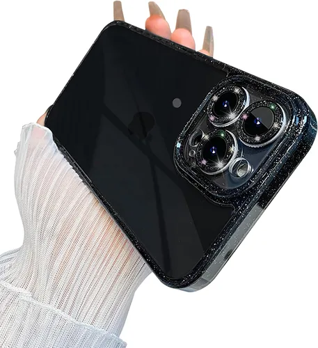 Vista 8 de Funda para iPhone 12 Pro Max con protector de lente de cámara brillante, lindo diamante brillante, parte trasera delgada y purpurina parachoques