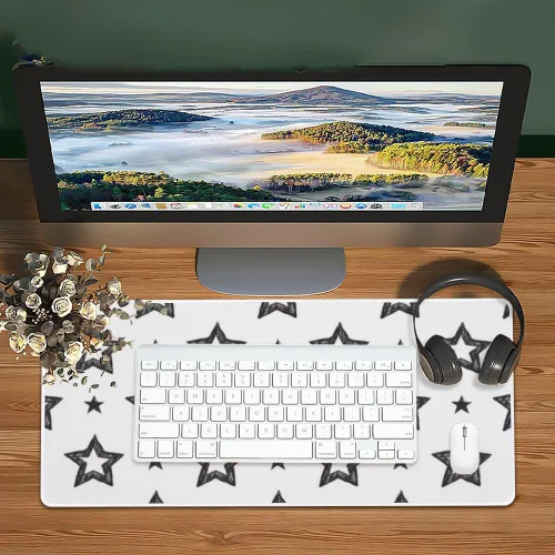 Vista 6 de Black Outline Stars Mouse Pad Large Gaming Desk Pad with Non- Slip Rubber Base Smooth Face Keyboard Desk for Keyboard and Mouse Gaming Accessories