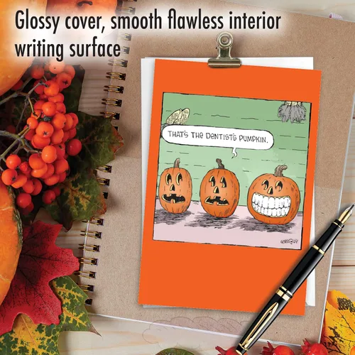 Vista 5 de NobleWorks - Juego de 12 divertidas tarjetas de felicitación de Halloween con sobres de 5 x 7 para hombres, mujeres 1x12 diseños - Calabaza