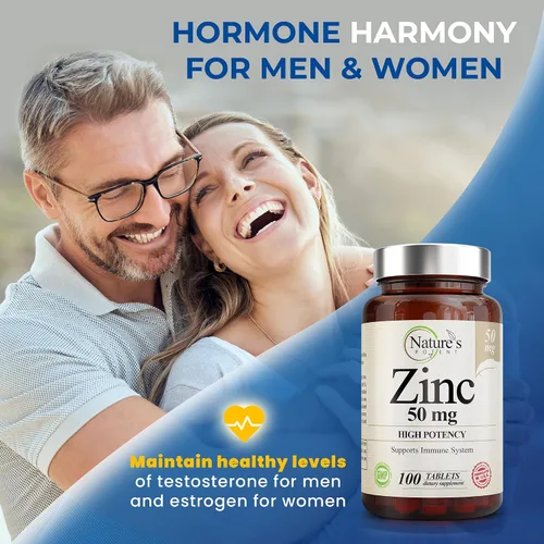 Vista 6 de Suplemento de zinc de 50 mg [alta potencia] - Sistema de apoyo inmunológico de zinc natural (óxido/citrato) 100 comprimidos, fabricado por Nature's